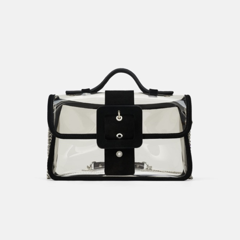 Zara vinyl crossbody bag with leather trim - Picture 1 of 7